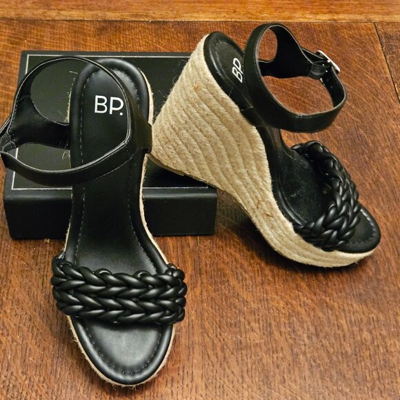 BP Goldie Braided Platform Sandals 4.8" Wedge Heel Size 6.5 - Picture 1 of 7